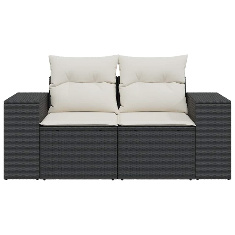 Afuera Living Poly Rattan And Powder-Coated Steel Garden Sofa in Black And Cream