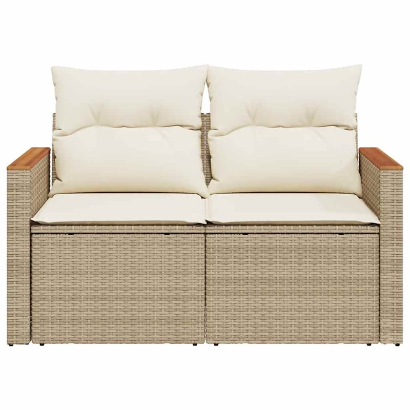 Afuera Living PE Rattan & Powder-Coated Steel & Acacia Wood Garden Sofa in Beige