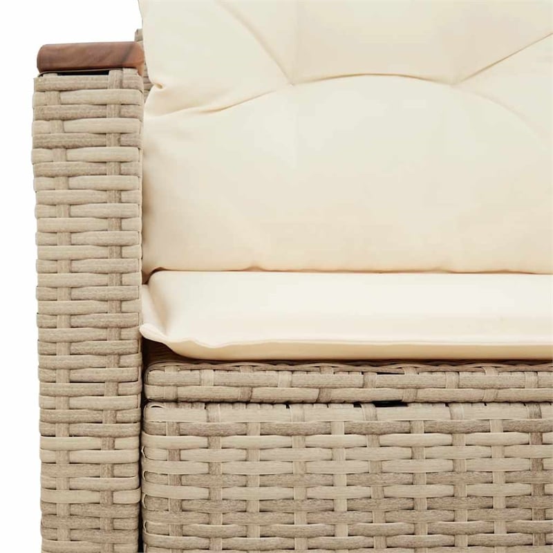 Afuera Living PE Rattan & Powder-Coated Steel & Acacia Wood Garden Sofa in Beige