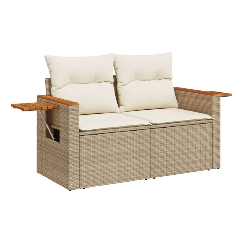 Afuera Living 2-Seater PE Rattan Foldable Outdoor Garden Sofa in Beige