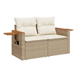 Afuera Living 2-Seater PE Rattan Foldable Outdoor Garden Sofa in Beige