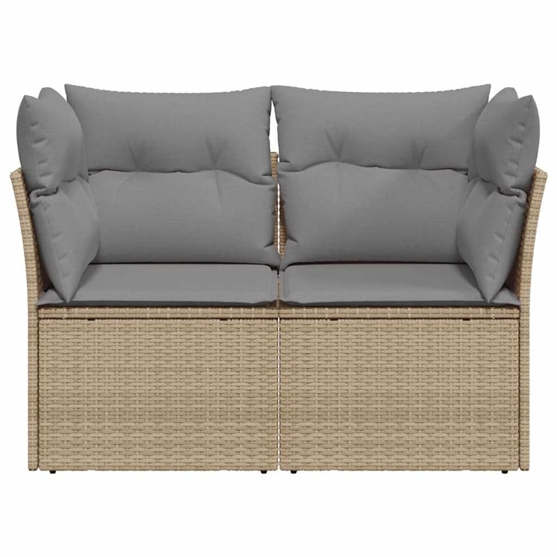 Afuera Living 2-Seater Poly Rattan Garden Sofa With Adjustable Feet in Beige
