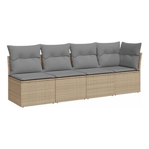 Afuera Living Contemporary Synthetic Poly Rattan Garden Sofa in Beige