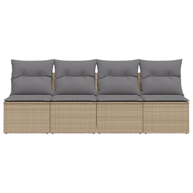 Afuera Living Large PE Rattan Garden Sofa With Adjustable Feet in Beige