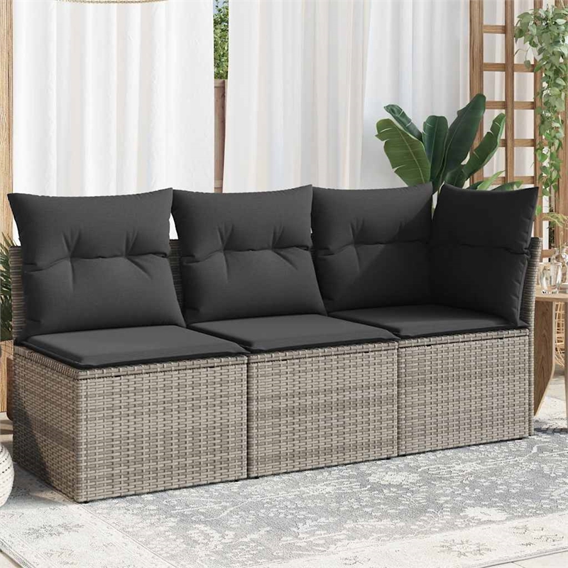 Afuera Living Poly Rattan & Polyester & Powder-Coated Steel Garden Sofa in Gray