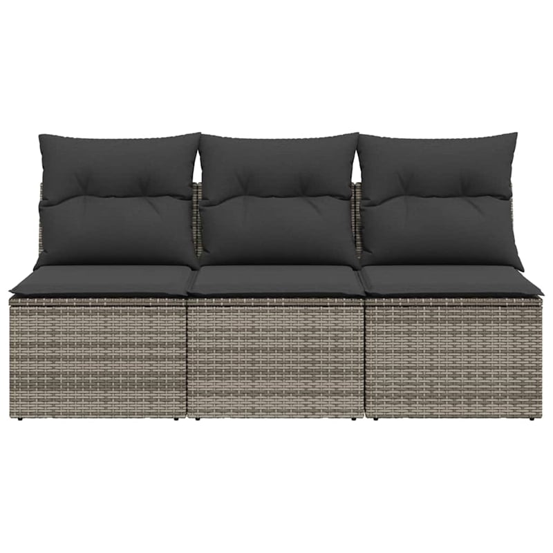 Afuera Living 3-Seater PE Rattan Garden Sofa UV-Resistant in Gray