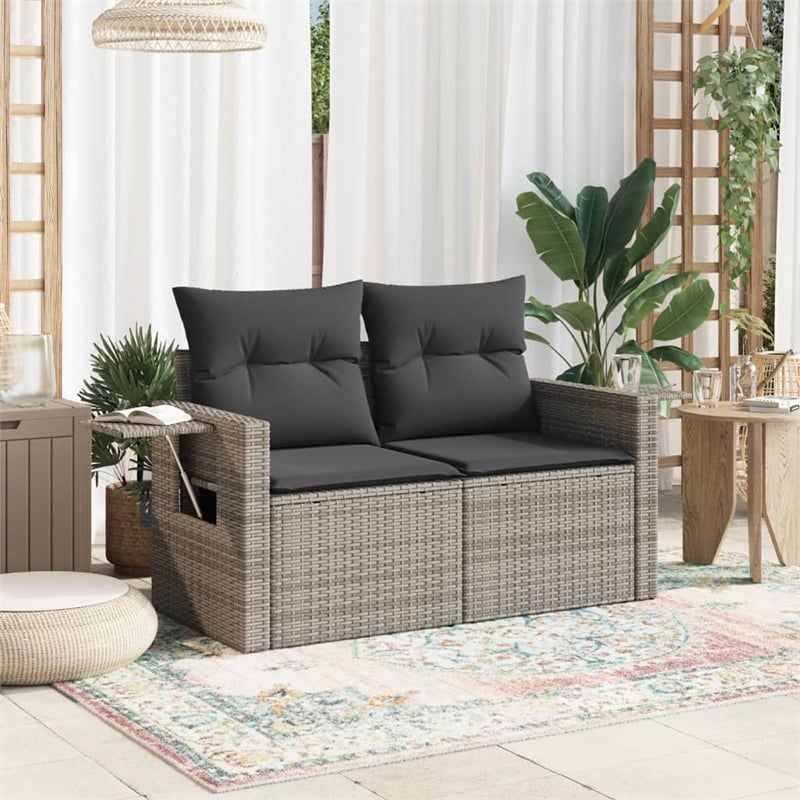 Afuera Living Contemporary Synthetic Poly Rattan Garden Sofa in Gray