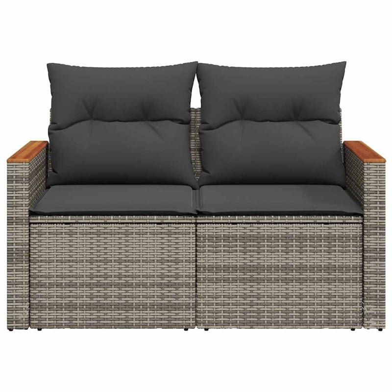 Afuera Living PE Rattan Powder-Coated Steel & Acacia Wood Garden Sofa in Gray