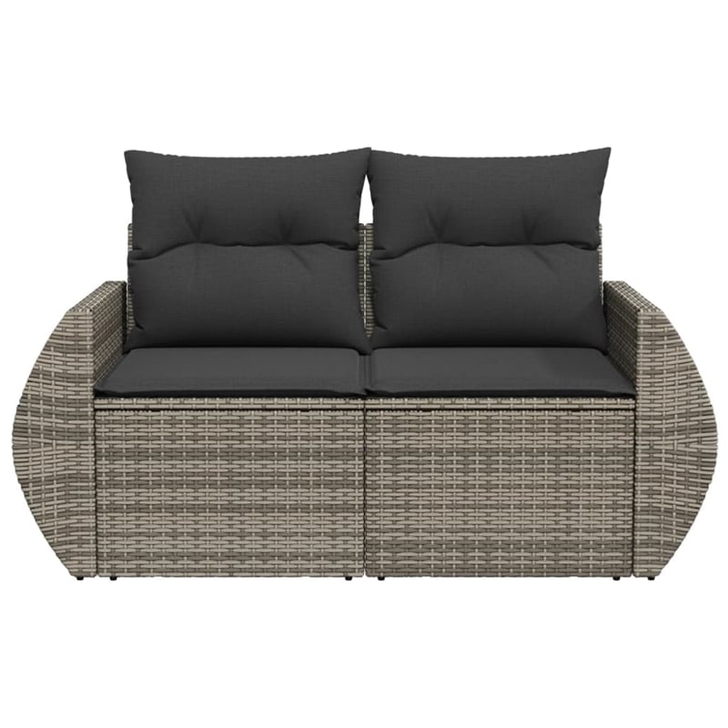 Afuera Living Large PE Rattan Garden Sofa With Adjustable Feet in Gray
