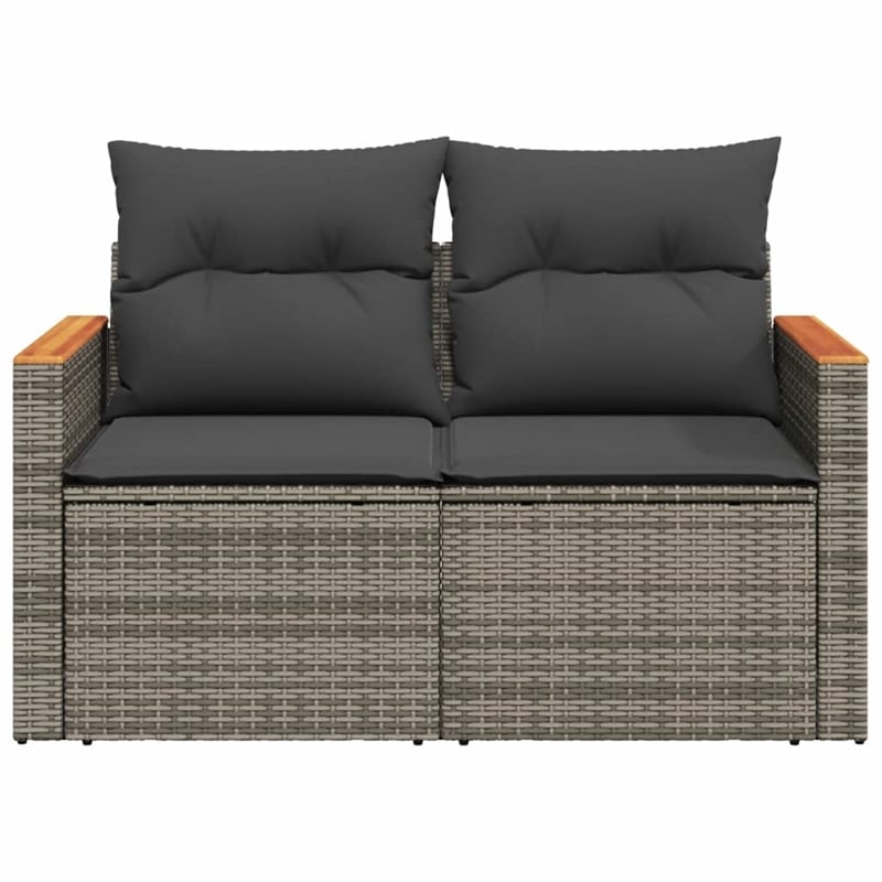 Afuera Living PE Rattan Powder-Coated Steel & Acacia Wood Garden Sofa in Gray