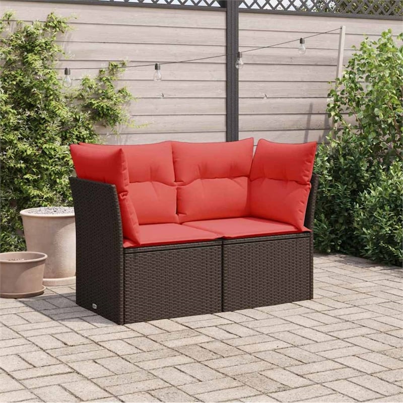 Afuera Living Contemporary Durable Poly Rattan Garden Sofa in Brown
