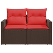 Afuera Living 2-Seater Patio Sofa With Cushions with Red and Brown Poly Rattan