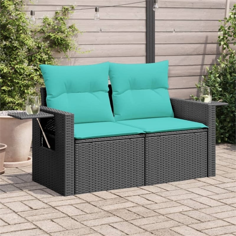 Afuera Living 2-Seater PE Rattan And Powder-Coated Steel Garden Sofa in Black