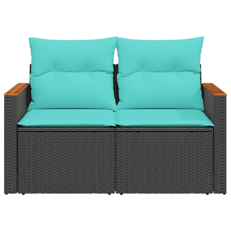Afuera Living Contemporary Rattan Garden Sofa in Black And Blue