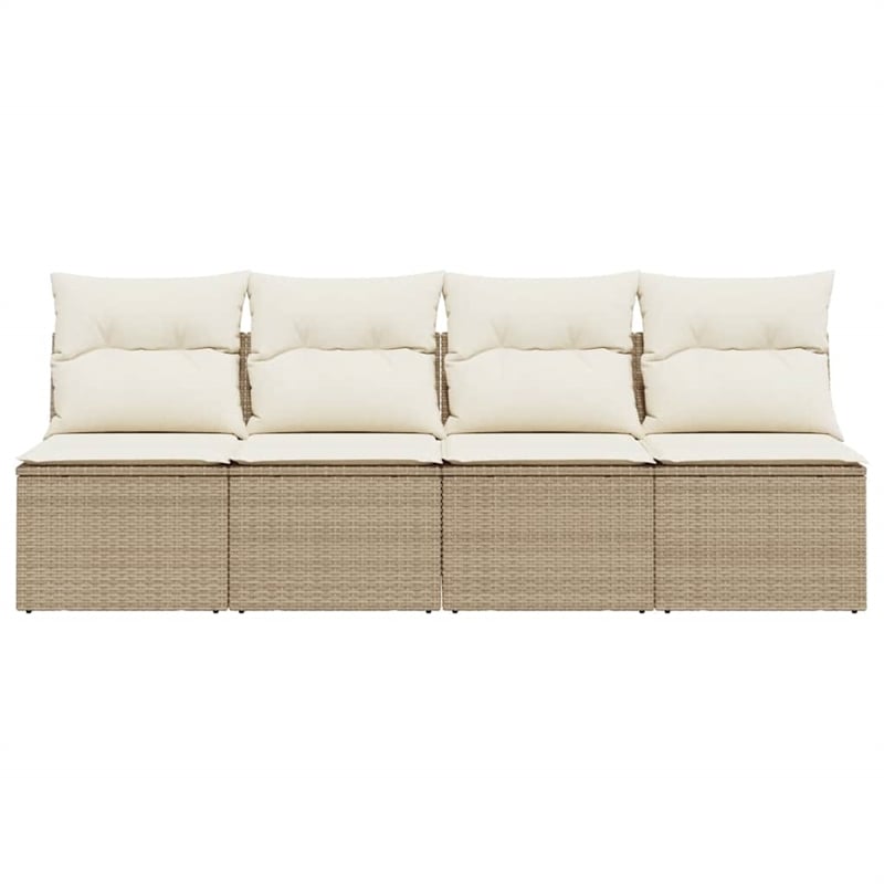 Afuera Living 4-Seater PE Rattan Garden Sofa With Adjustable Feet in Beige