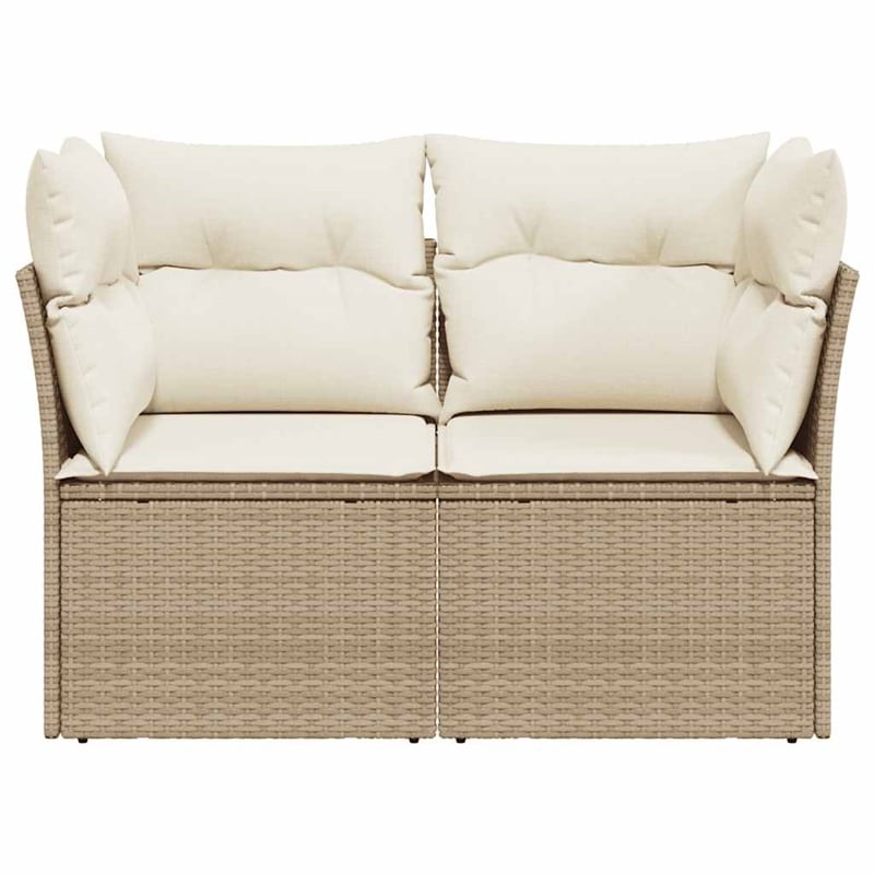 Afuera Living 2-Seater Rattan & Powder-Coated Steel Modular Garden Sofa in Beige