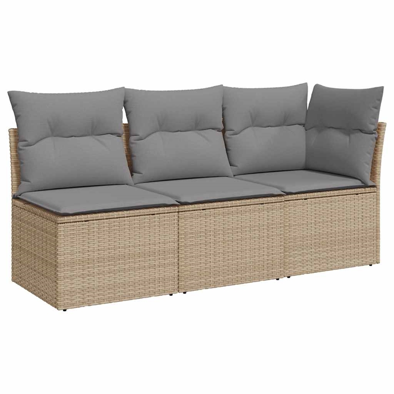 Afuera Living Rattan Steel & Fabric Garden Sofa in Beige & Light Gray