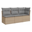 Afuera Living Rattan Steel & Fabric Garden Sofa in Beige & Light Gray