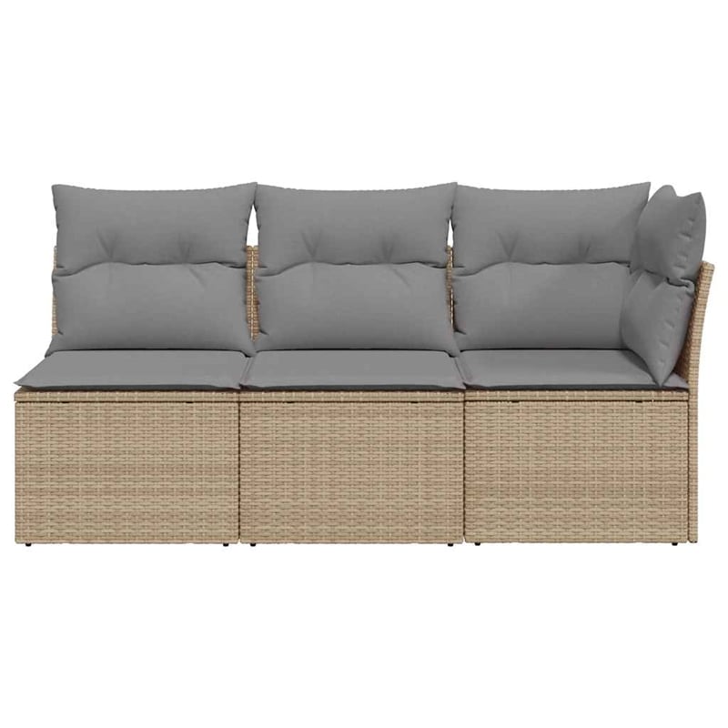 Afuera Living Rattan Steel & Fabric Garden Sofa in Beige & Light Gray