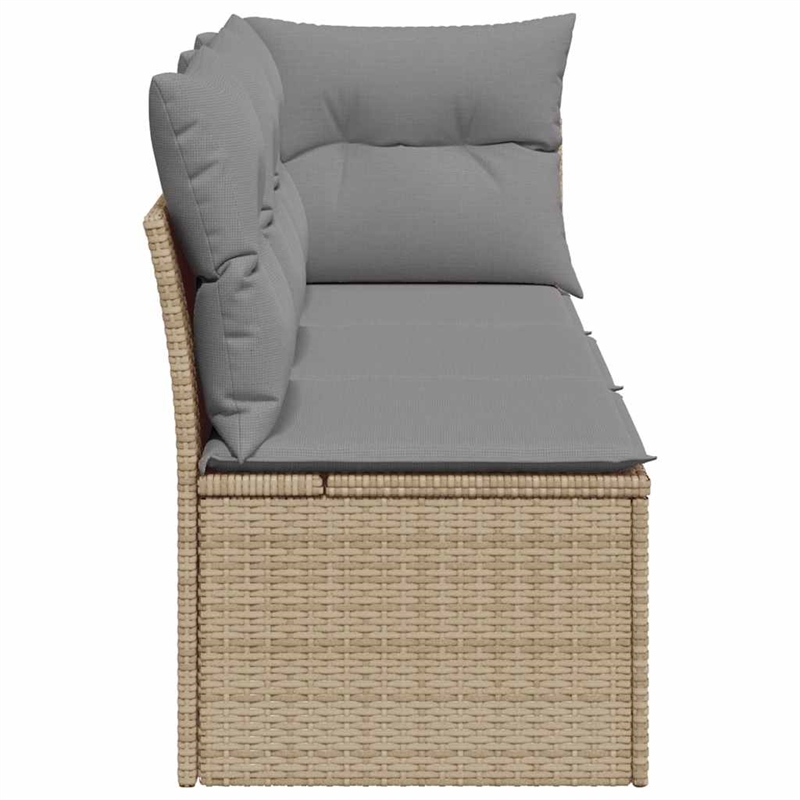 Afuera Living Rattan Steel & Fabric Garden Sofa in Beige & Light Gray