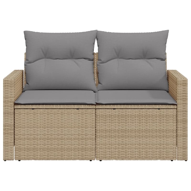 Afuera Living Rattan & Steel & Polyester Fabric Garden Sofa in Beige
