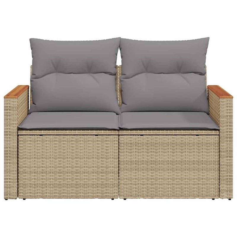Afuera Living Contemporary Synthetic Poly Rattan Garden Sofa in Beige