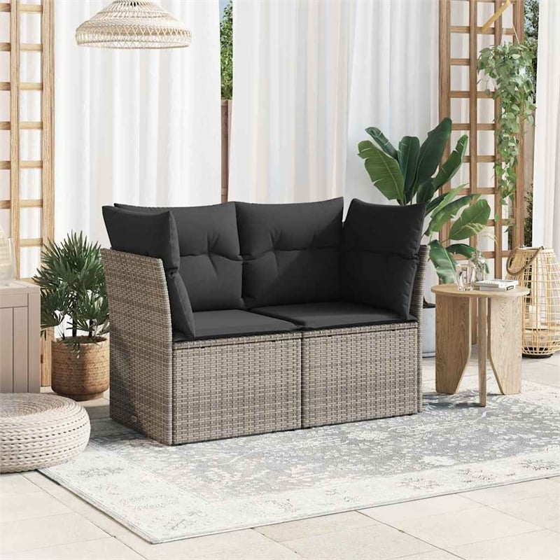 Afuera Living 2-Seater PE Rattan And Powder-Coated Steel Garden Sofa in Gray