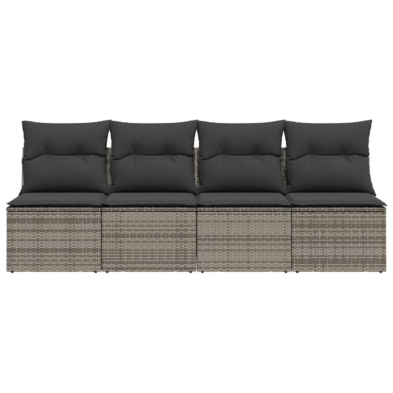 Afuera Living 4-Seater Poly Rattan Garden Sofa With Adjustable Feet in Gray
