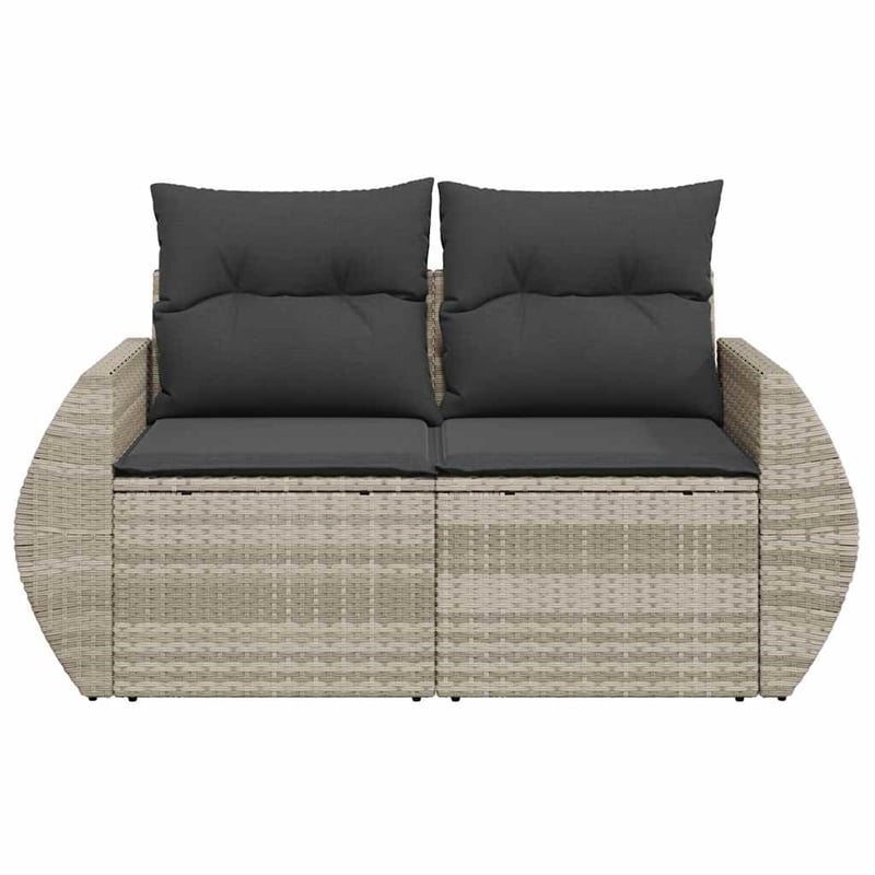 Afuera Living Contemporary Synthetic Poly Rattan Garden Sofa in Light Gray