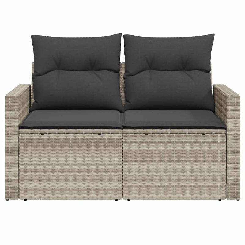 Afuera Living 2-Seater Rattan Garden Sofa With Adjustable Armrests in Light Gray