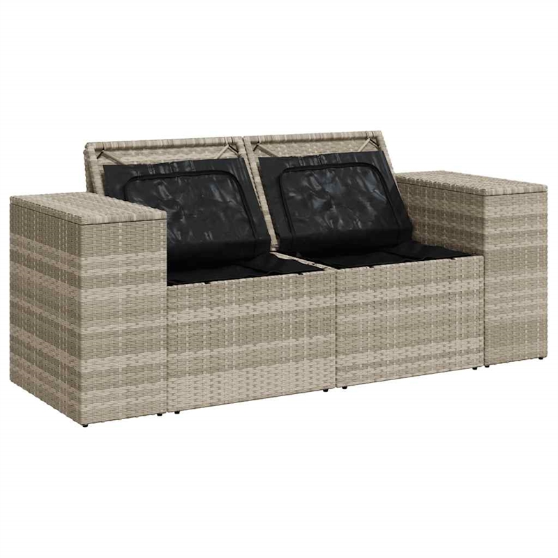 Afuera Living Rattan & Powder-Coated Steel & Polyester Garden Sofa in Light Gray