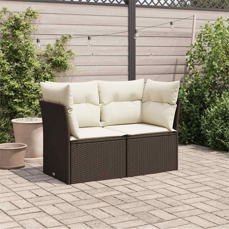 Afuera Living Medium Poly Rattan Garden Sofa With Adjustable Feet in Brown