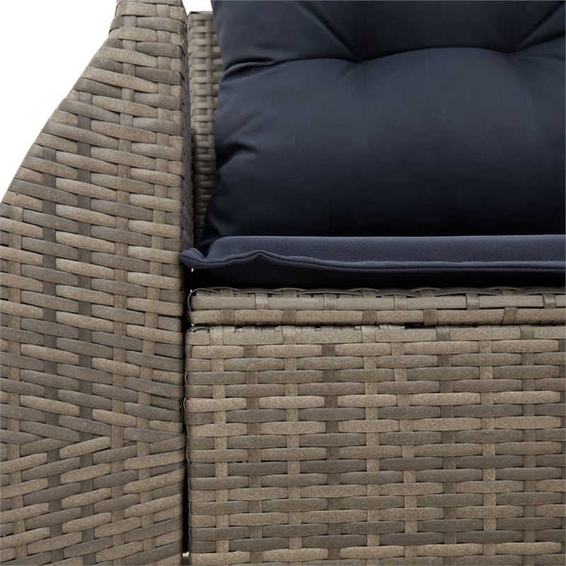 Afuera Living 2-Seater Patio Sofa with Cushions in Navy Blue & Gray Poly Rattan