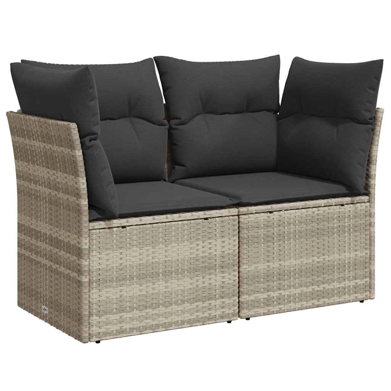 Afuera Living 2-Seater PE Rattan Garden Sofa With Adjustable Feet in Light Gray