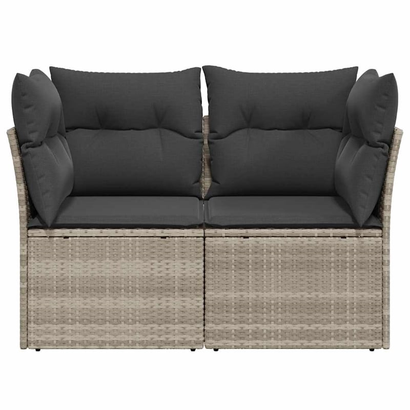 Afuera Living 2-Seater PE Rattan Garden Sofa With Adjustable Feet in Light Gray