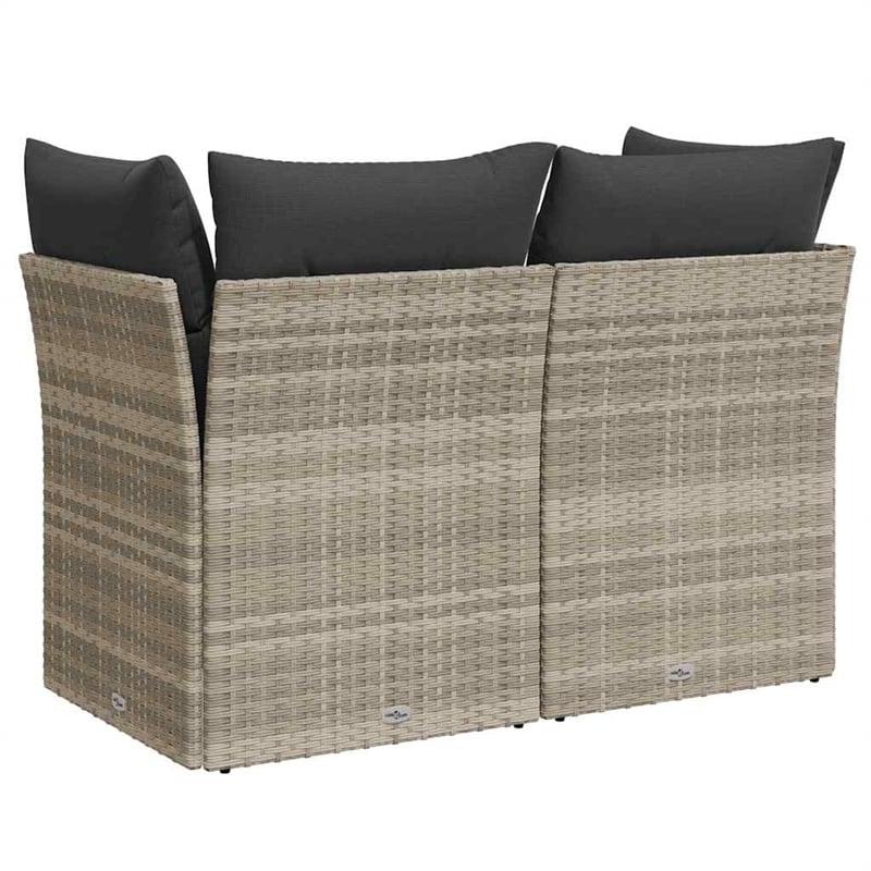 Afuera Living 2-Seater PE Rattan Garden Sofa With Adjustable Feet in Light Gray