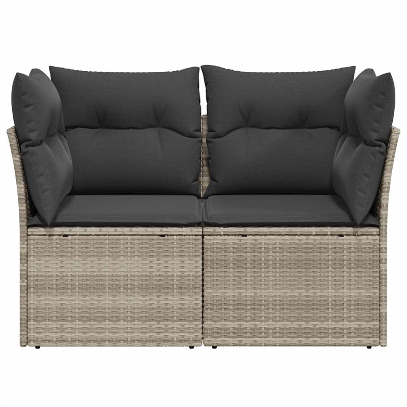Afuera Living 2-Seater PE Rattan Garden Sofa With Adjustable Feet in Light Gray