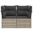 Afuera Living 2-Seater PE Rattan Garden Sofa With Adjustable Feet in Light Gray