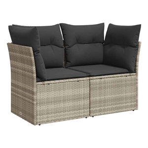 Afuera Living 2-Seater PE Rattan Garden Sofa With Adjustable Feet in Light Gray