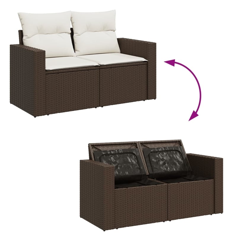 Afuera Living PE Rattan 2-Seater Modular Garden Sofa in Brown And Cream
