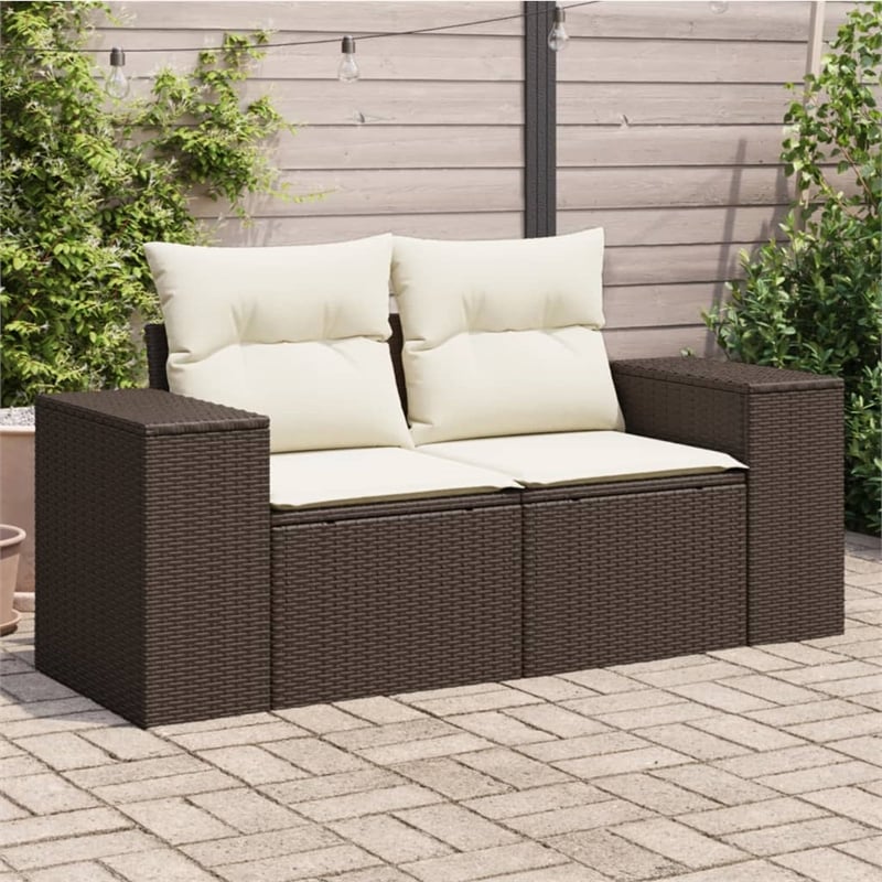 Afuera Living Poly Rattan 2-Seater Removable Covers Garden Sofa in Brown