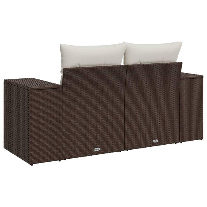 Afuera Living Poly Rattan 2-Seater Removable Covers Garden Sofa in Brown