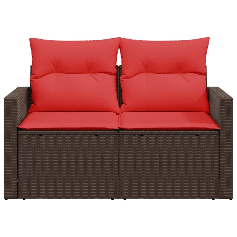 Afuera Living 2-Seater Patio Sofa With Cushions with Red and Brown Poly Rattan