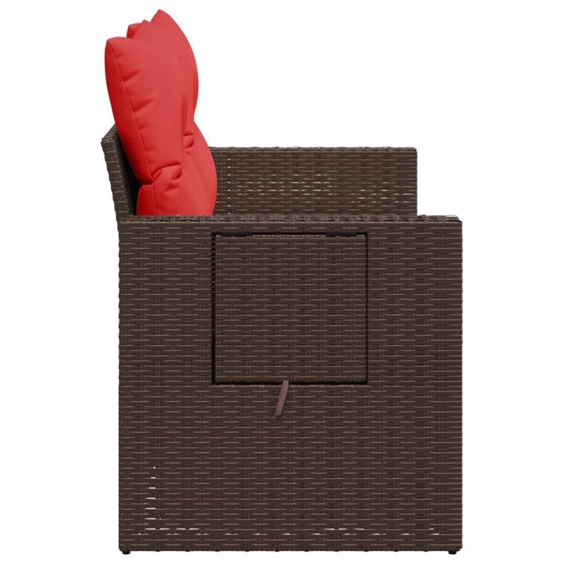 Afuera Living 2-Seater Patio Sofa With Cushions with Red and Brown Poly Rattan