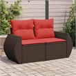 Afuera Living 2-Seater Patio Sofa With Cushions with Red and Brown Poly Rattan
