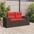 Afuera Living 2-Seater Patio Sofa With Cushions with Red and Brown Poly Rattan