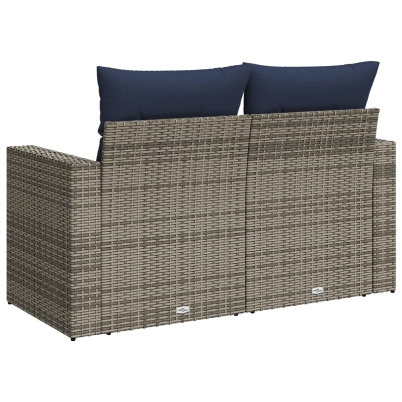Afuera Living 2-Seater Patio Sofa with Cushions in Navy Blue & Gray Poly Rattan
