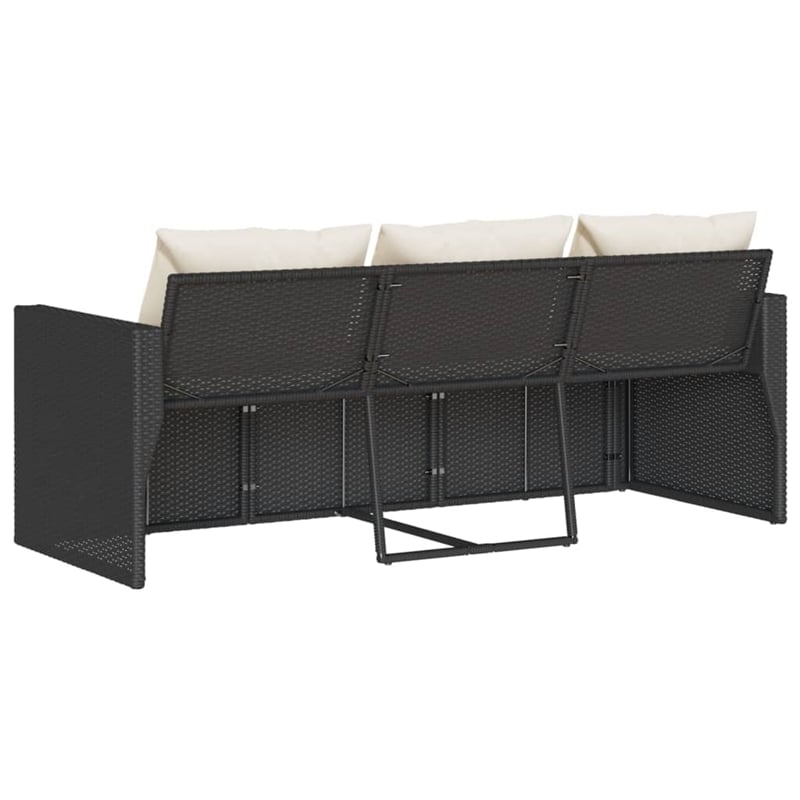 Afuera Living Contemporary Rattan Garden Sofa in Black And Cream