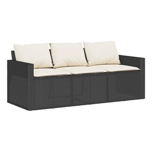 Afuera Living Contemporary Rattan Garden Sofa in Black And Cream