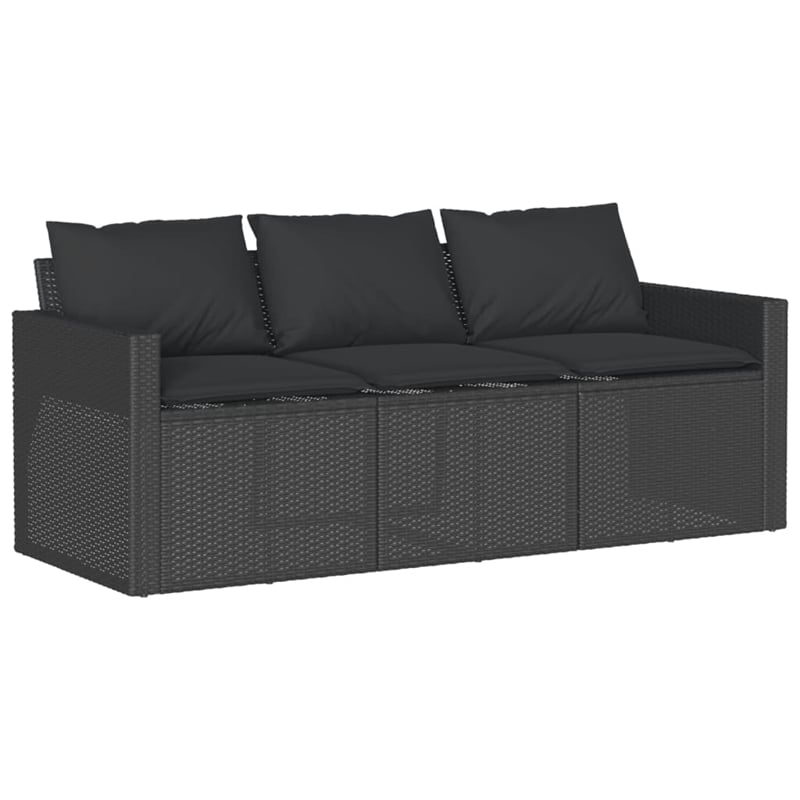 Afuera Living PE Rattan 3-Seater Removable Covers Outdoor Sofa in Black